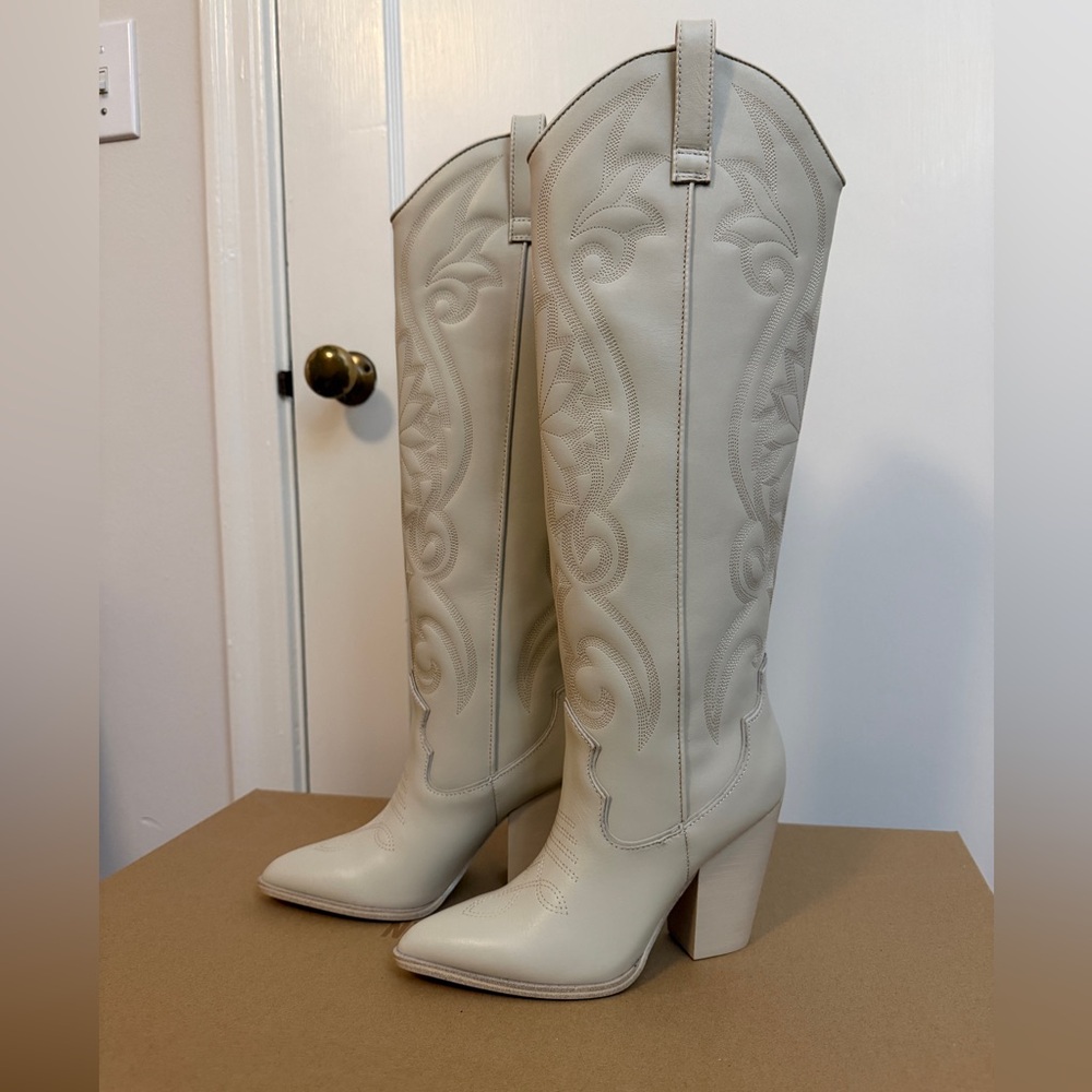 Steve Madden Lasso Bone Leather Knee-High Boots - Picture 3 of 4